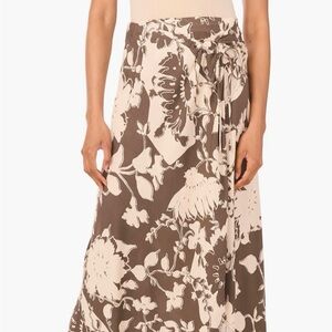 Halogen Floral Maxi Skirt in Brown and Cream